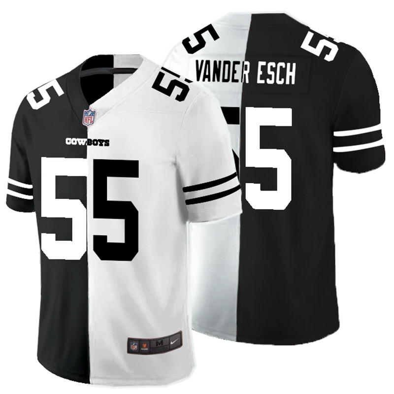 Men's Dallas Cowboys #55 Leighton Vander Esch Black White Split 2020 Stitched Jersey